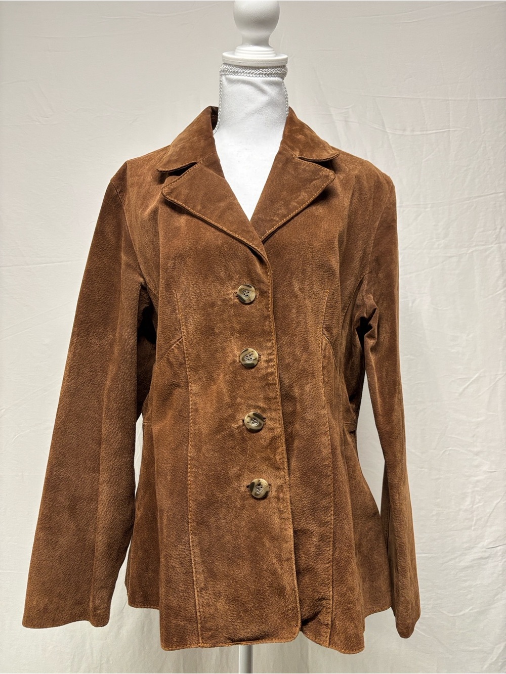 Women's Brown Suede Button-Front Blazer
